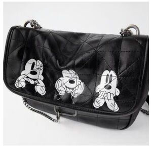 Zara Disney collection Black Quilted Women's Bag with mickey mouse Design